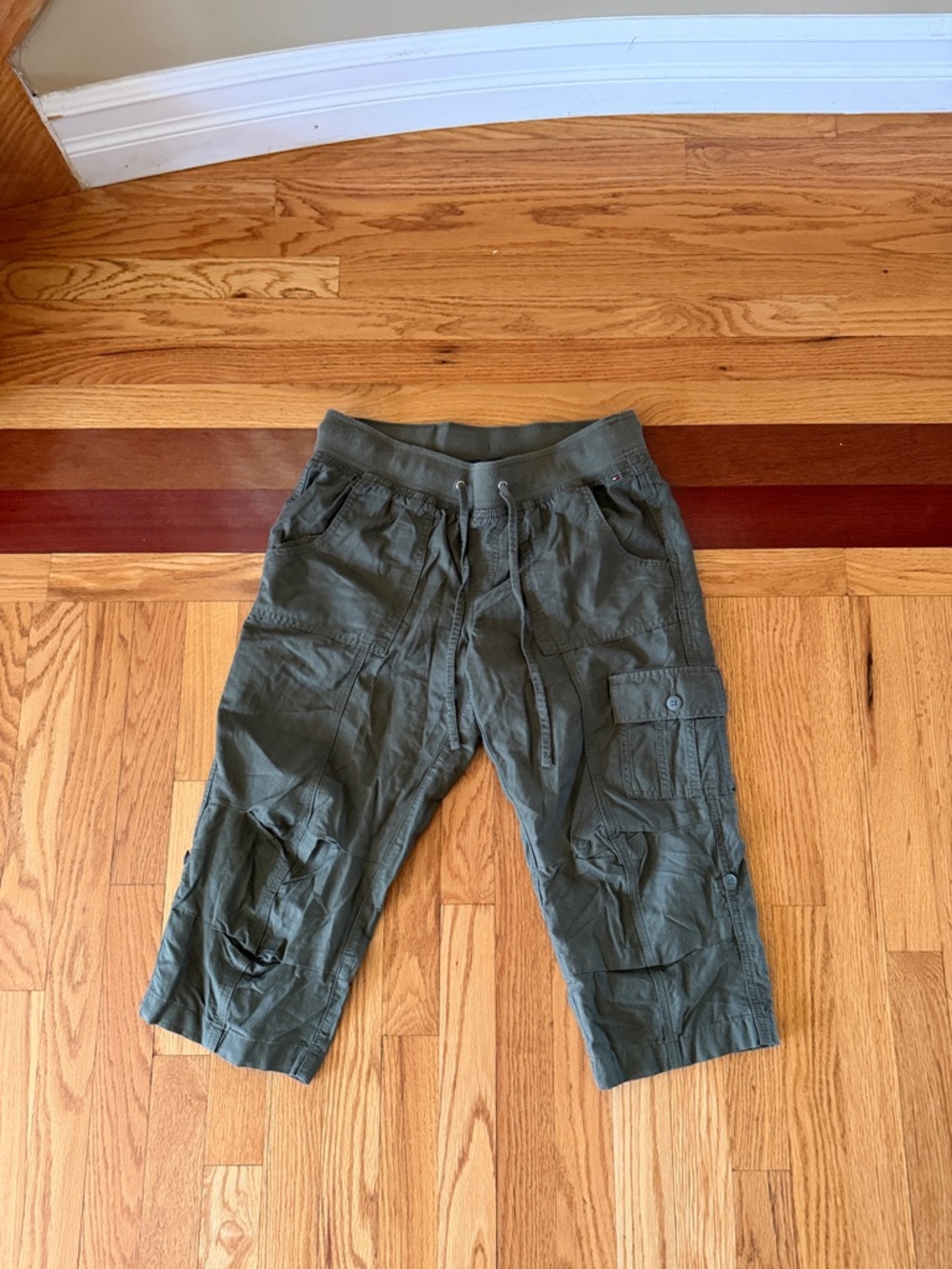 Tommy Hilfiger Olive Green Drawstring Cargo Capris